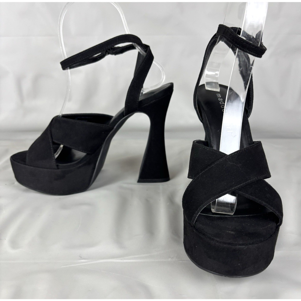 Madden Girl Ankle Strap Platform Heels Sandals Loollaa Size US 6M Black